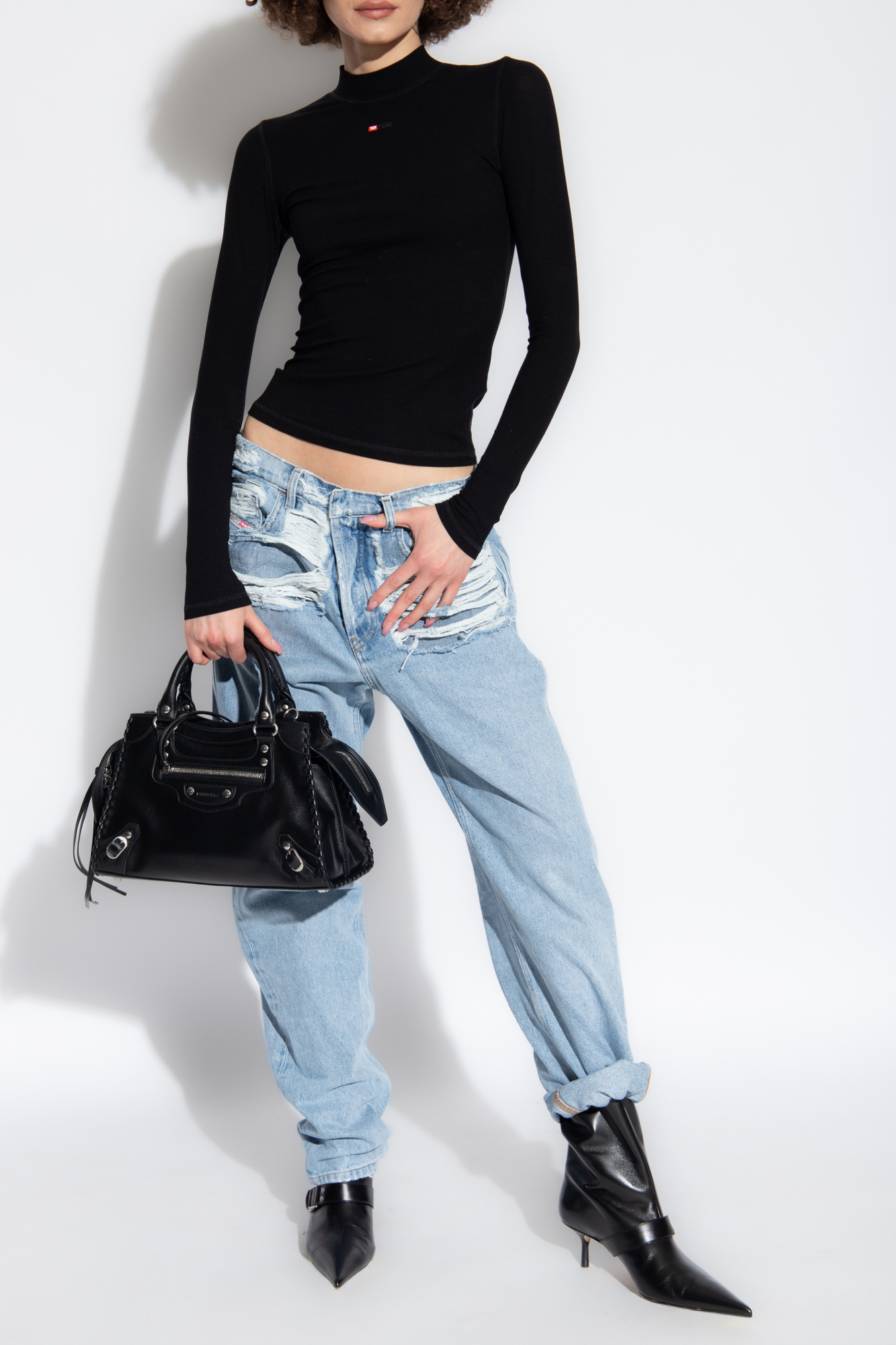 Black 'T-MOKKY-LS-MICRODIV' ribbed top Diesel - Vitkac AS